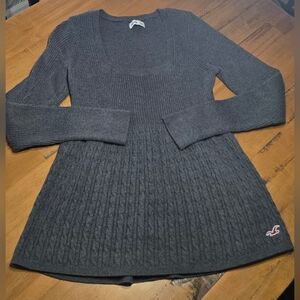 Hollister, Gray Cable Knit Sweater